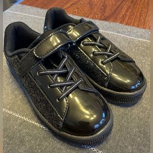 UUBARIS Girl's Glitter Tennis Shoes Sparkly Bling Shoes w/Velcro Black Sz 13 NEW